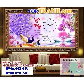 Tranh gắn đá đồng hồ vợ chồng